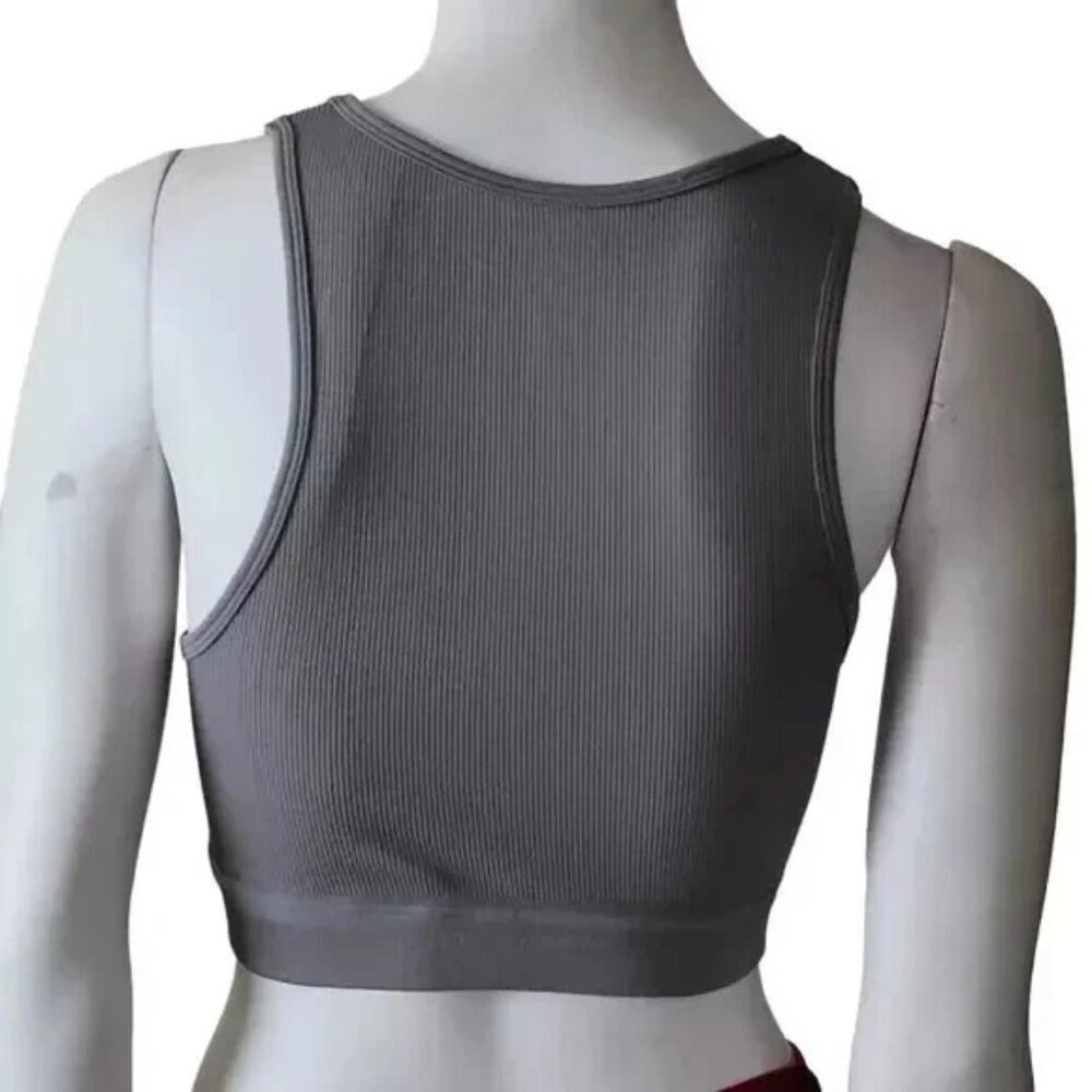 Summer Cropped Ribbed-Knit Tank Top Stretch Fitted OS - Picture 4 of 7